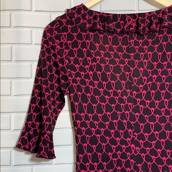 Diane Von Furstenberg Black/Pink Print Dress Sz 4 - Picture 4 of 4